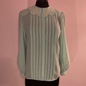 80s Vintage Teal Blouse